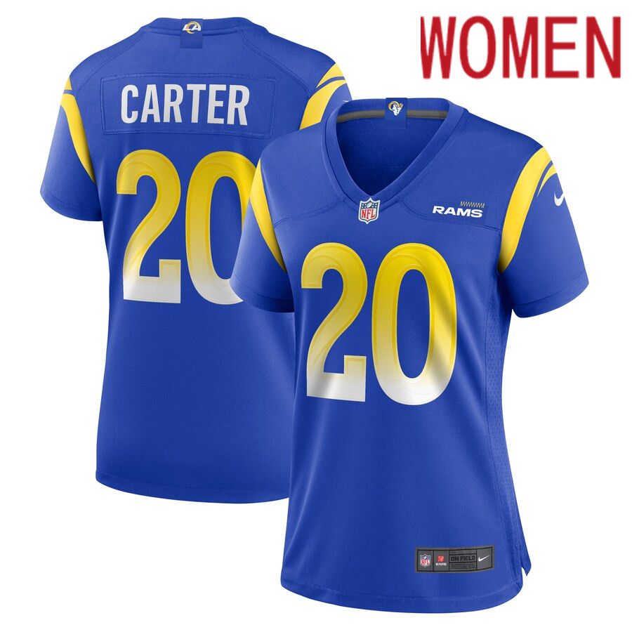 Women Los Angeles Rams 20 TJ Carter Nike Royal Game Player NFL Jersey